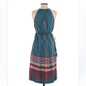 Ann Taylor Teal Red Plaid Halter Dress  Sz 10 NWT Midi